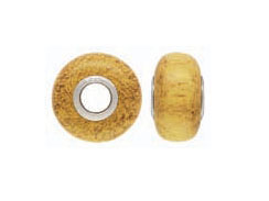 14mm Bright Yellow Wood Bead with Sterling Silver Core