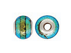 15x10mm Paula Radke Dichroic Glass Bead with Sterling Silver Core - Flurescent Green