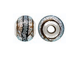 15x10mm Paula Radke Dichroic Glass Bead with Sterling Silver Core - Silver Night