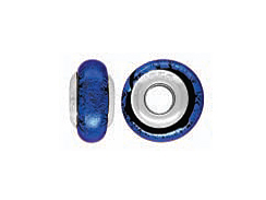 14mm Paula Radke Dichroic Glass Rondelle Bead with Sterling Silver Core - Fantasy Blue (Blue and Green)