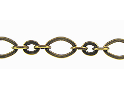 Diamond & Oval Link Chain: Antique Brass Finish