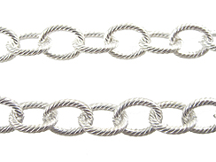 Textured Silver Plated Oval Link Chain