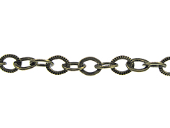 Textured and Plain Link Antique Brass Plated Chain 