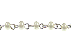 White Pearl Silver Plated Link Chain 