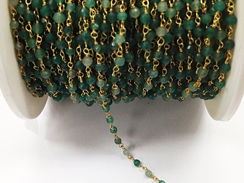 3mm Faceted Dyed Emerald Gold Plated Chain