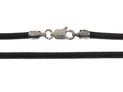 18-inch 2mm Round BLACK Leather Necklace With Sterling Silver Lobster Clasp 