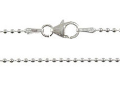 22-inch Sterling Silver 1.8mm Bead Chain with Lobster Clasp Bulk Pack of 50