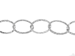 Sterling Silver Hammered Oval Link Chain, 20x13mm