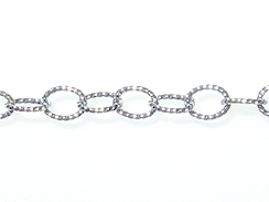 Sterling Silver Antiqued Twist Wire Oval Link Chain