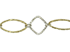 Sterling Silver/Vermeil 2-Tone Hammered Diamond & Marquise Link Chain