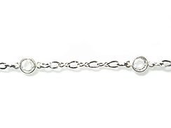 Sterling Silver Link Chain with Swarovski Crystals 