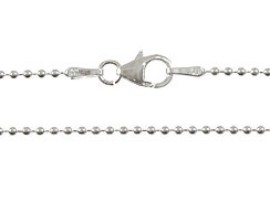 16-inch Sterling Silver 1.5mm Bead Chain with Lobster Clasp Bulk Pack of 50 