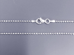 24-inch Sterling Silver 1.5mm <b>Diamond Cut</b> Bead Chain with Lobster Clasp Bulk Pack of 50