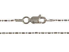 18-inch Rhodium Plated Sterling Silver 1.2mm Diamond Cut Ball Chain 