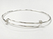 8 to 9.5 inch Adjustable Sterling Silver Charm Bangle Bracelet, 16 Gauge Wire