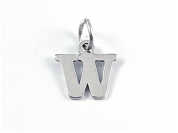 Sterling Silver Alphabet Letter Charm - W
