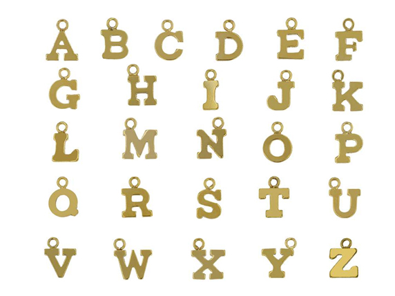 14K Gold Filled 8mm   8mm Tall Alphabet Block Charms -  Starter Set of 200 Charms