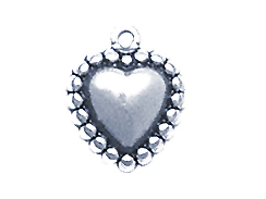 Sterling Silver Heart with Granulated Edge Charm 