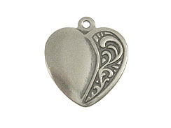 Sterling Silver Heart with Scroll Accent Charm 