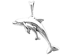 Sterling Silver Adult & Baby Dolphin Charm 