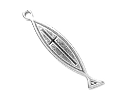 Sterling Silver Christian Fish Symbol Charm 