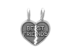 Sterling Silver Breakaway Heart with Best Friends Charm 