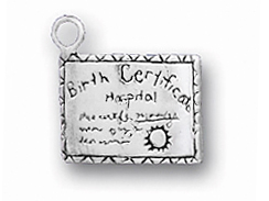 Sterling Silver Birth Certificate Charm 