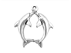Sterling Silver Dolphins Kissing Charm 