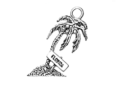 Sterling Silver Palm Tree with Florida Sign Charm