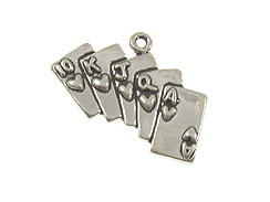 Sterling Silver Royal Flush Playing Cards Charm 
