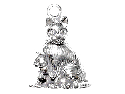 Sterling Silver Cat with Kitten Charm 