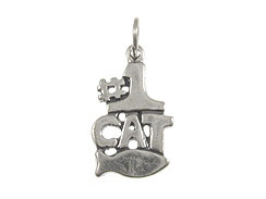 Sterling Silver #1 Cat Charm 