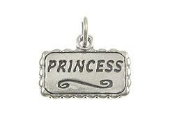 Sterling Silver Princess Plaque Charm with Jumpring