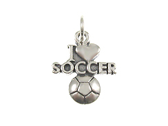 Sterling Silver I Love Soccer Charm with Jumpring