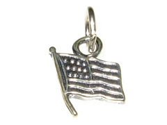 Sterling Silver United States Flag Charm with Jumpring