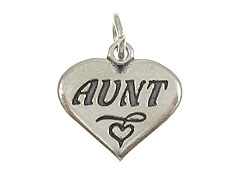 Sterling Silver Heart with Aunt Charm with Jumpring