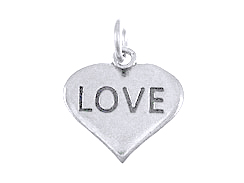Sterling Silver Heart with Love Charm with Jumpring