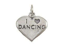Sterling Silver Heart with I Love Dancing Charm with Jumpring