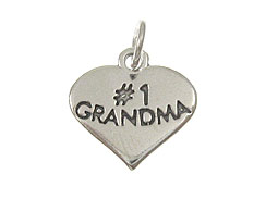 Sterling Silver Heart with #1 Grandma Charm with Jumpring