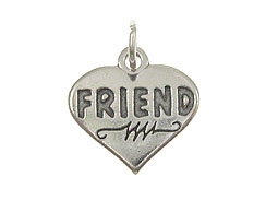 Sterling Silver Heart with Friend Charm with Jumpring