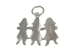 Sterling Silver Paper Doll Cutouts Charm with Jumpring