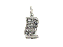Sterling Silver Unscrolled Diploma Charm with Jumpring
