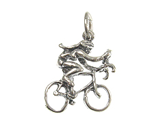 Sterling Silver Bike Rider Female Charm with Jumpring
