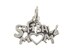 Sterling Silver Softball Mom Charm with Jumpring