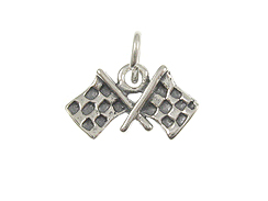 Sterling Silver Checkered Flags Charm with Jumpring