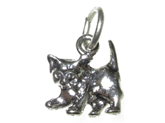 Sterling Silver Kitten Charm with Jumpring