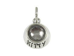 Sterling Silver KITTY Bowl Charm with Jumpring