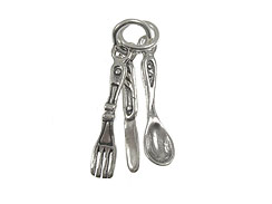 Sterling Silver Fork, Spoon & Knife 3 Piece Charm with Jumpring