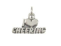 Sterling Silver I Love Cheering Charm with Jumpring