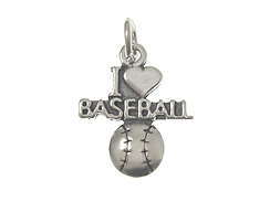 Sterling Silver I Love Baseball Charm with Jumpring